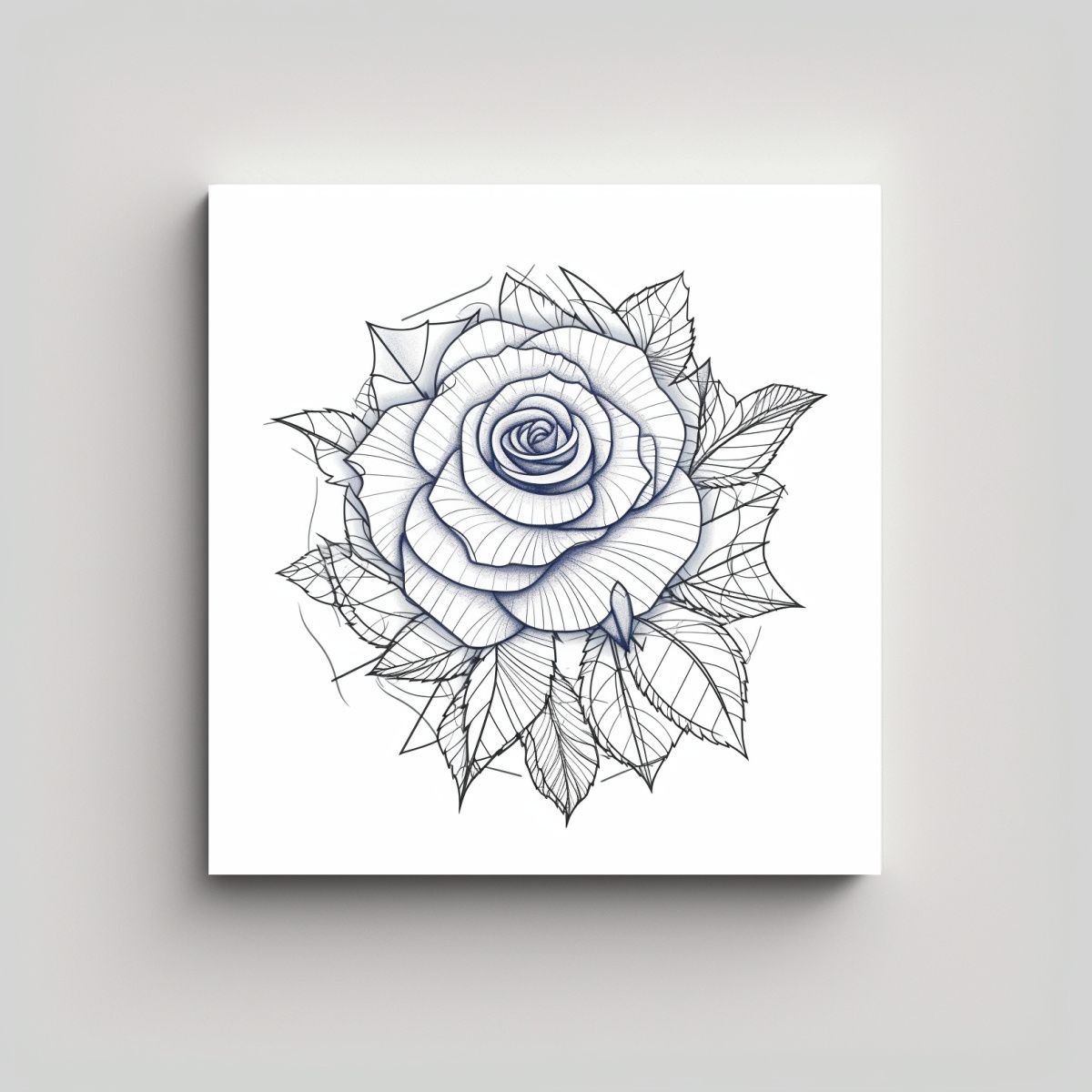 GENERICO - Cuadro Decorativo Rosa Geométrica En Línea Fina 30x30 Cm