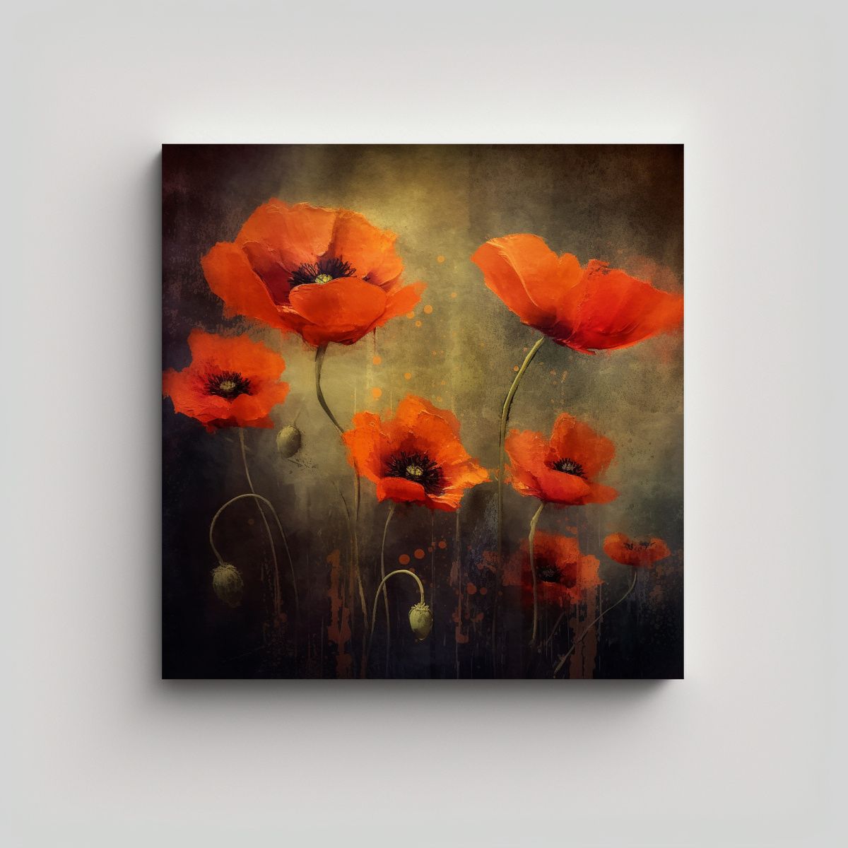 GENERICO - Inspiración De Lienzo Arte Gráfico De Amapolas 60x60 Cm