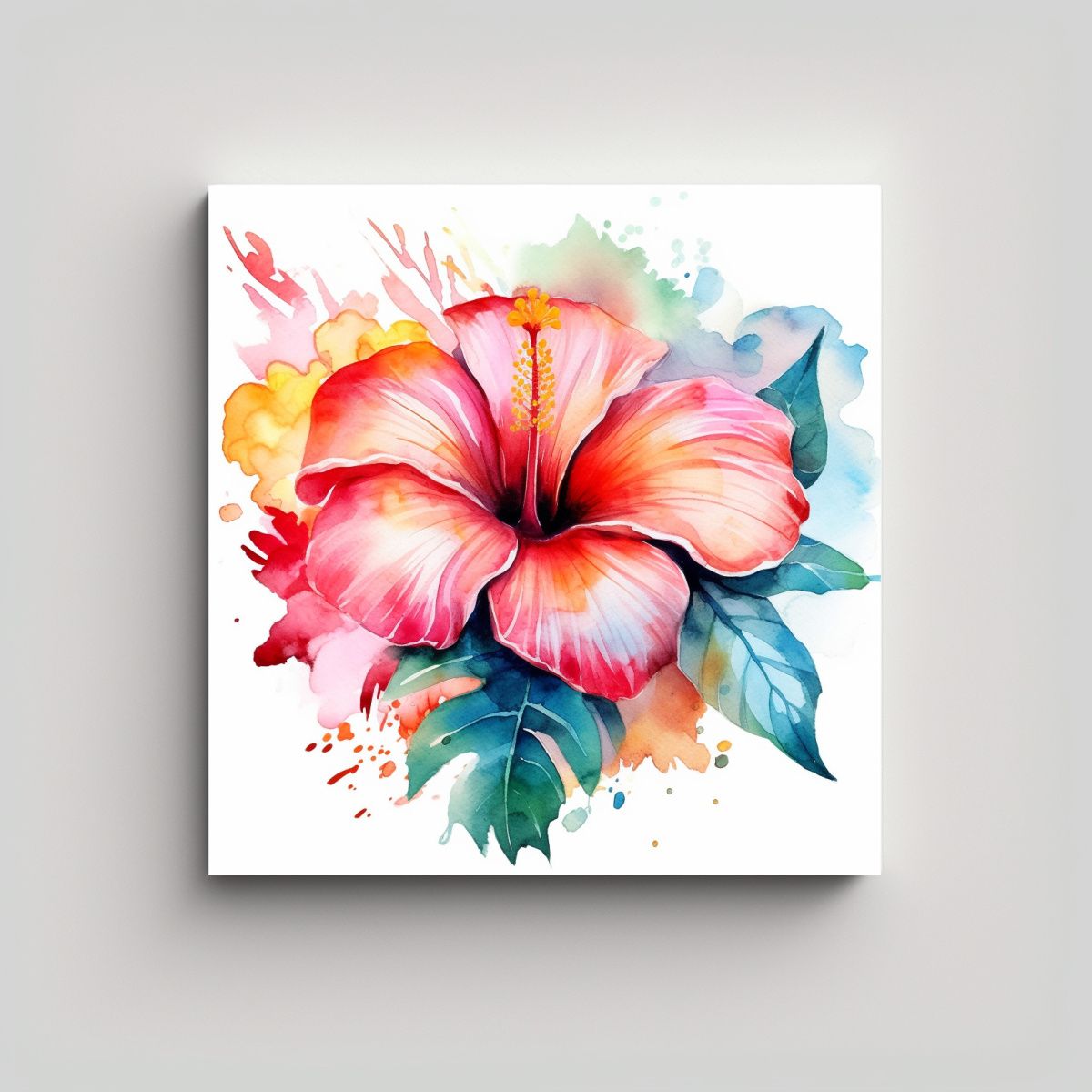 GENERICO - Cuadro Decorativo Tropical Con Flor Acuarela Para 60x60 Cm