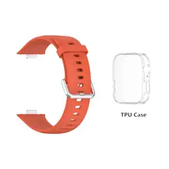 GENERICO - Pack Correa+funda Compatible Smartwatch Huawei Fit 3 naranja