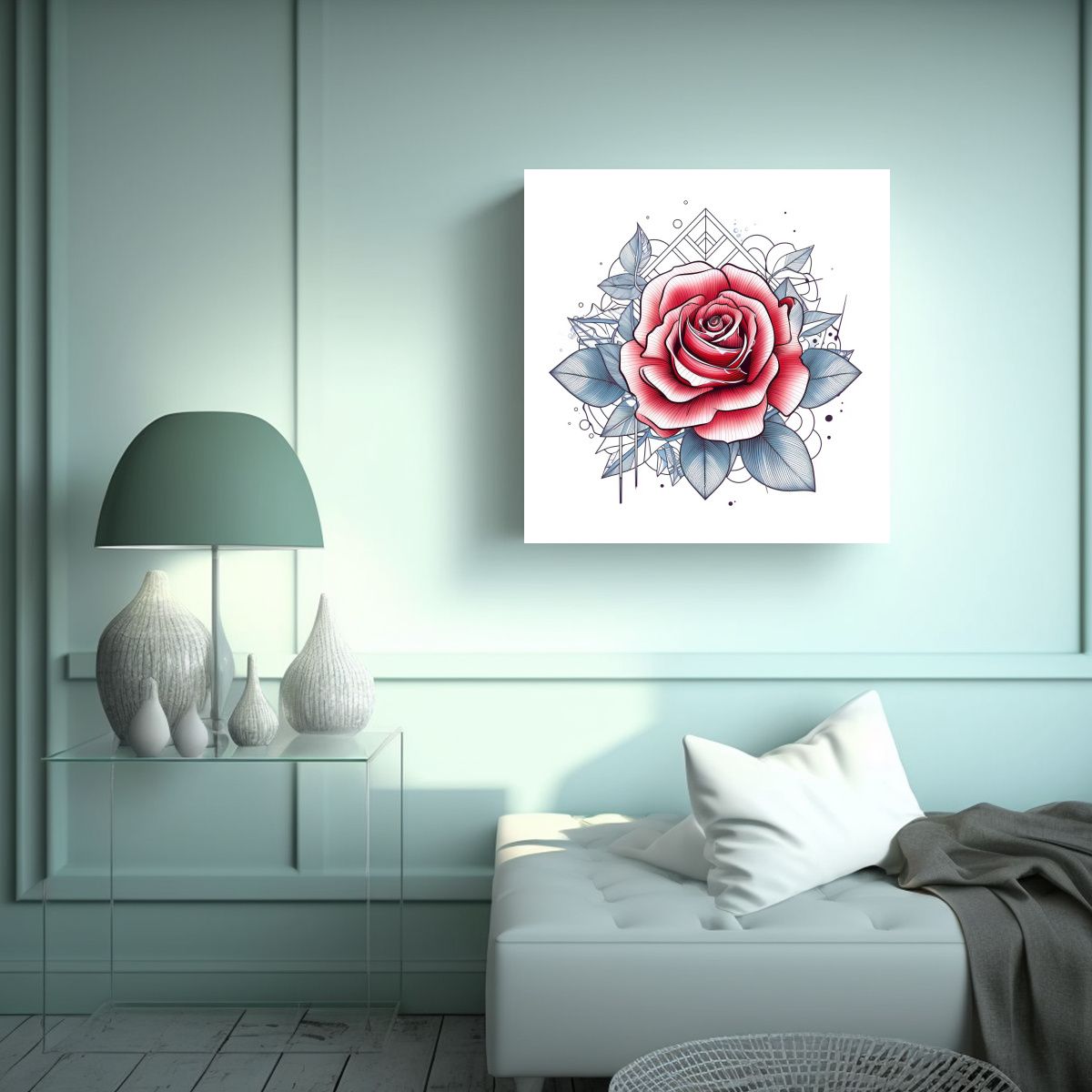 GENERICO - Mural De Arte Con Diseño Geométrico En Tonos De 50x50 Cm