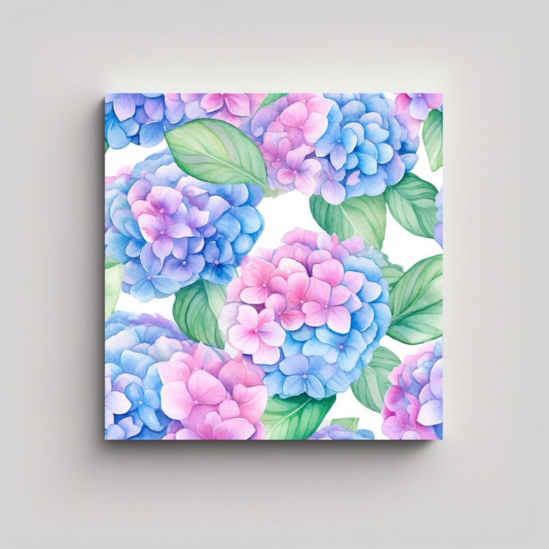 GENERICO - Patrón Vibrante De Hidrangea En Cuadro Moderno 30x30 Cm