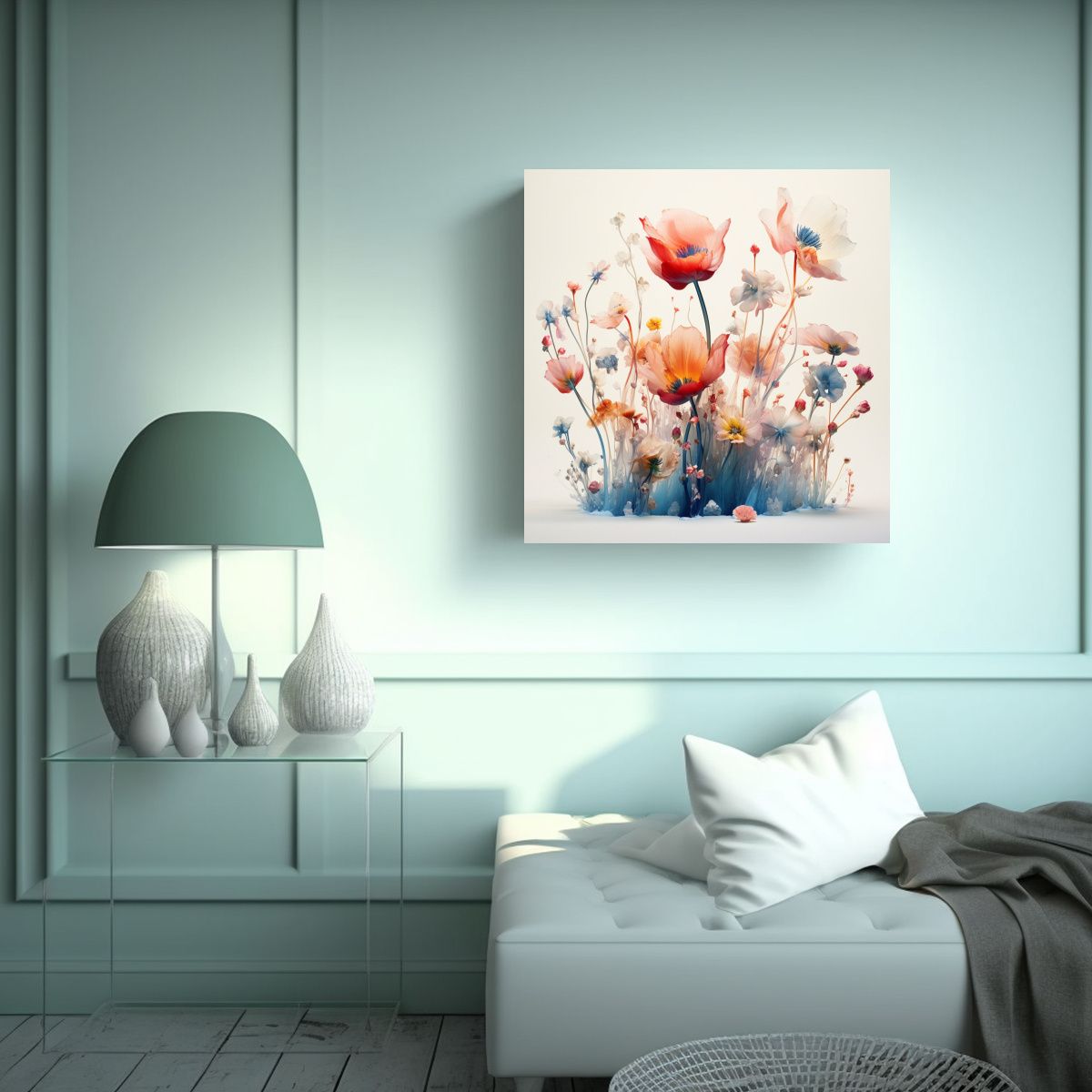GENERICO - Diseño De Flores Fantásticas En Tela Bastidor 30x30 Cm