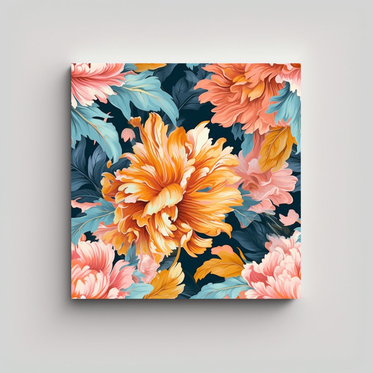 GENERICO - Arte Moderno Con Patrón Floral Grande Para 40x40 Cm