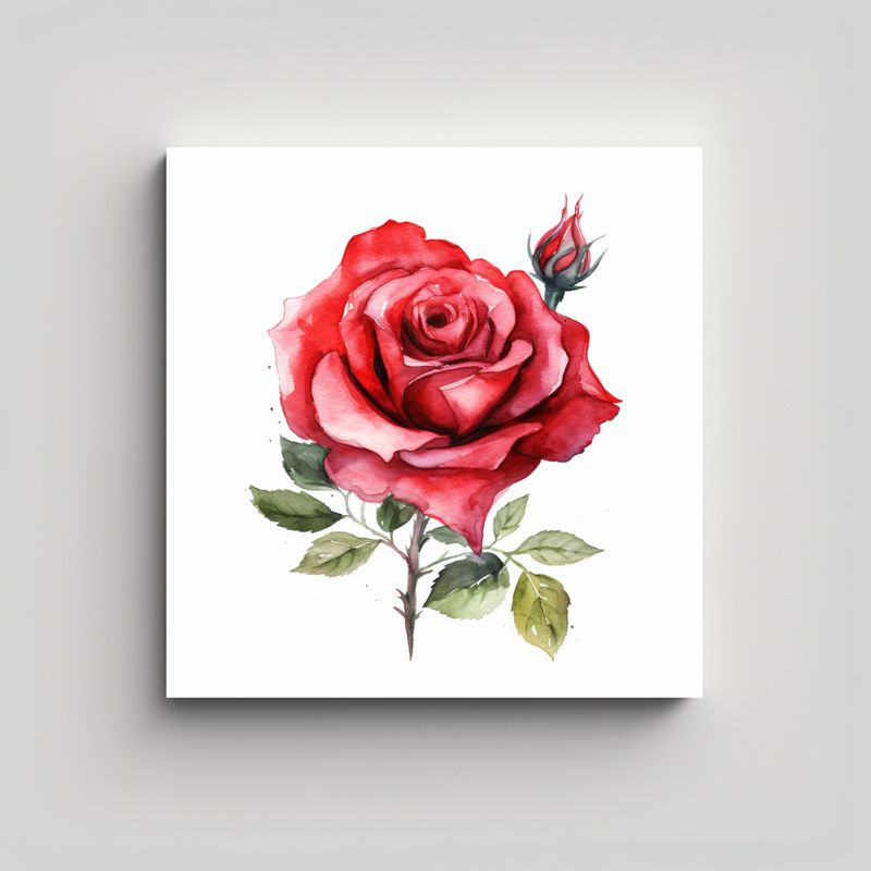 GENERICO - Cuadro Concepto Full Color Con Rosa Roja En 30x30 Cm