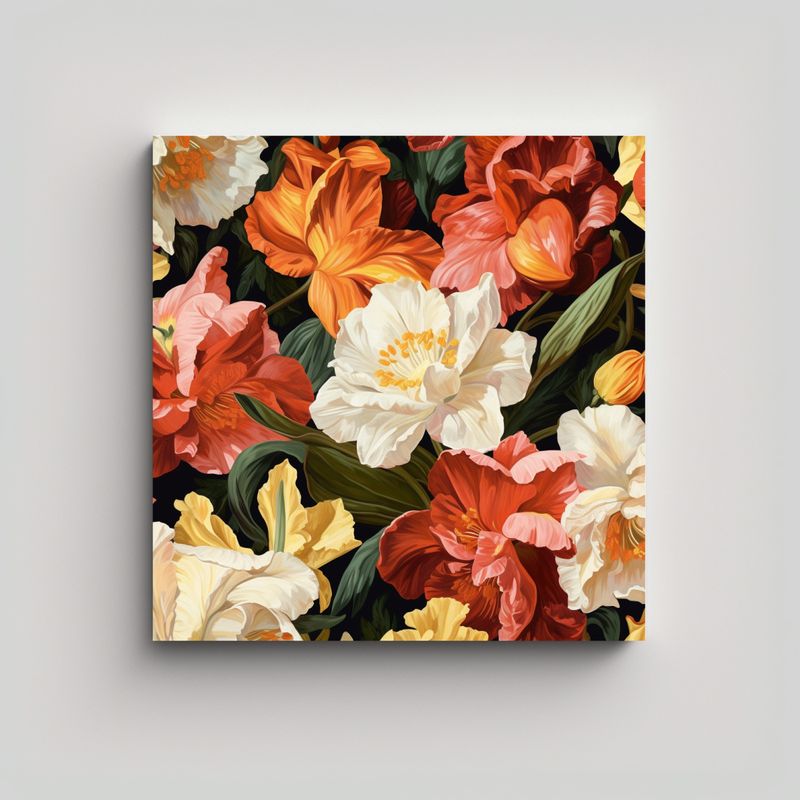 GENERICO - Cuadro Único Con Patrón Intenso De Flores 80x80 Cm