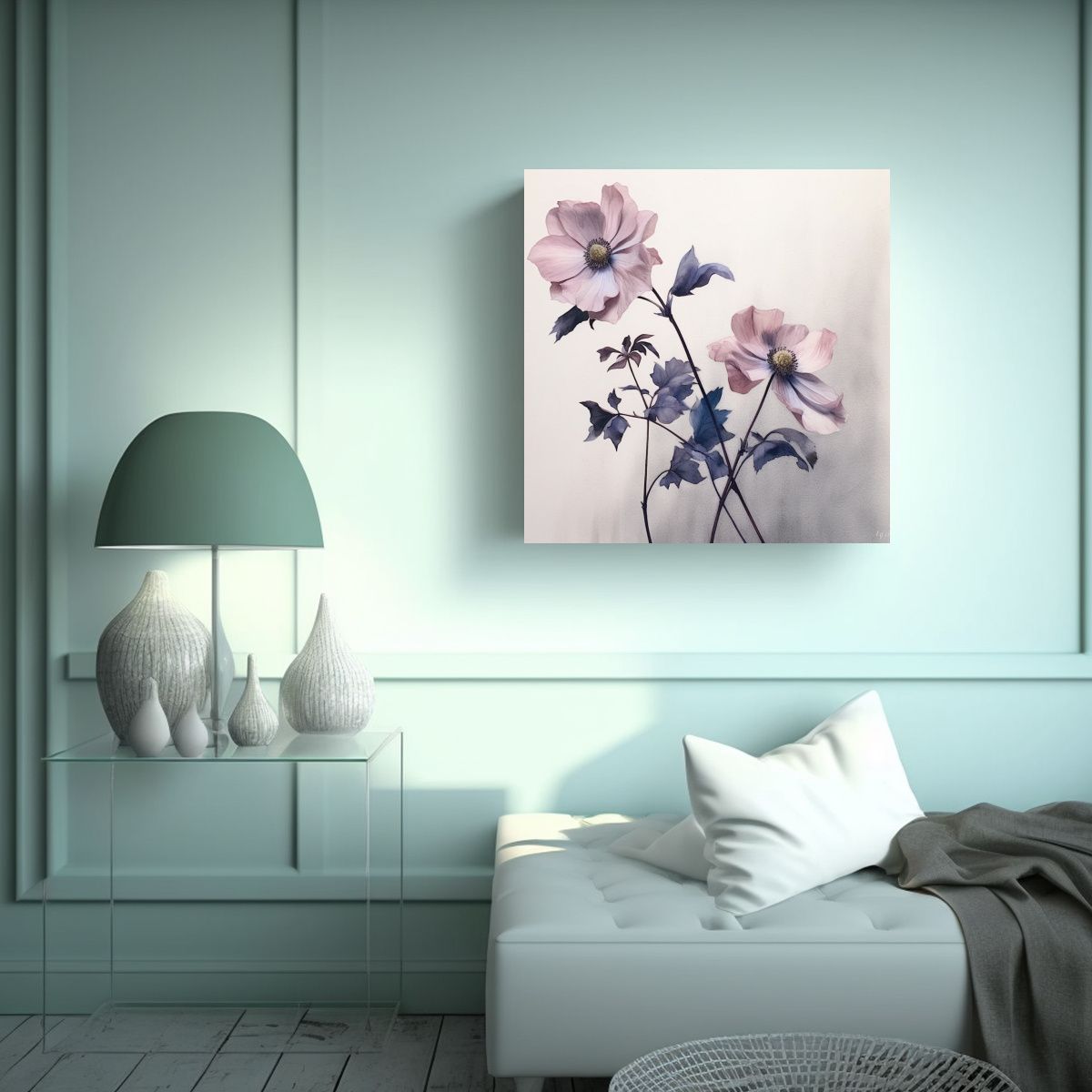 GENERICO - Cuadro Minimalista Detallado De Flores En Óleo 50x50 Cm