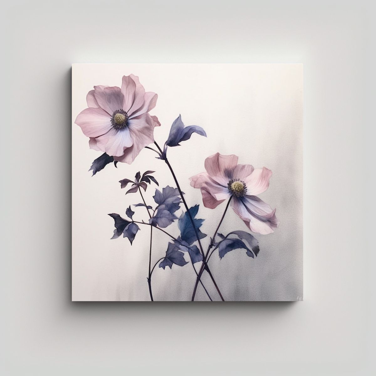 GENERICO - Cuadro Minimalista Detallado De Flores En Óleo 30x30 Cm