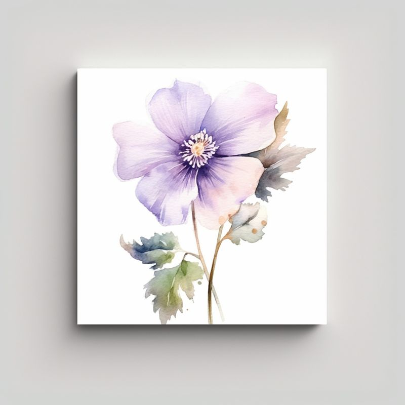GENERICO - Lienzo Sublimado De Flor Acuarela Morada En Fondo 70x70 Cm