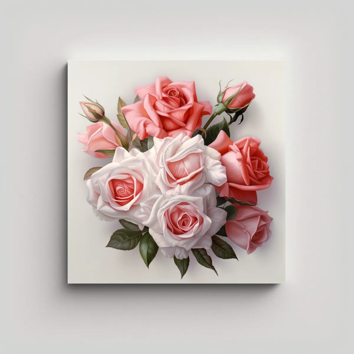 GENERICO - Belleza Vintage Cuadro Realista De Ramo De Rosas 50x50 Cm