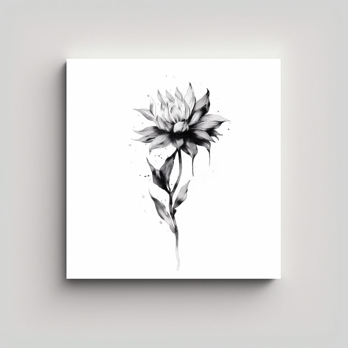 GENERICO - Dibujo De Flor En Blanco Y Negro Arte De Pared 60x60 Cm