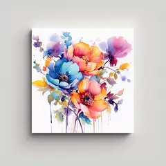 GENERICO - Inspiración Floral En Acuarela Cuadros 40x40 Cm