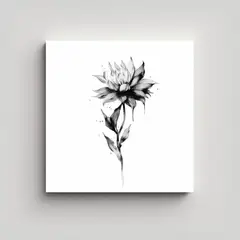 GENERICO - Dibujo De Flor En Blanco Y Negro Arte De Pared 40x40 Cm