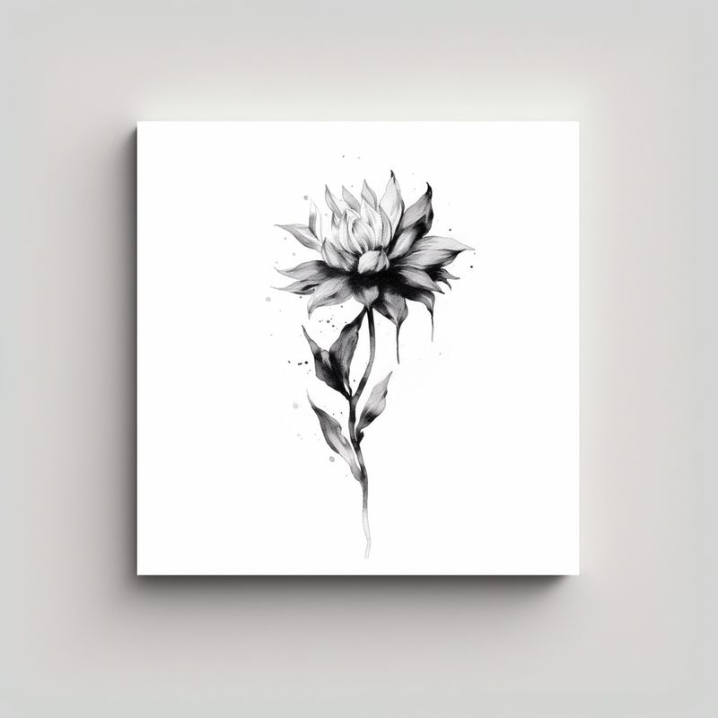 GENERICO - Dibujo De Flor En Blanco Y Negro Arte De Pared 30x30 Cm