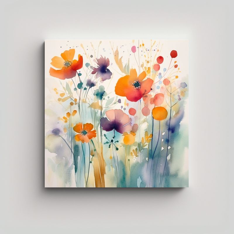 GENERICO - Ilustración Abstracta De Flores Arte Y Armonía 70x70 Cm
