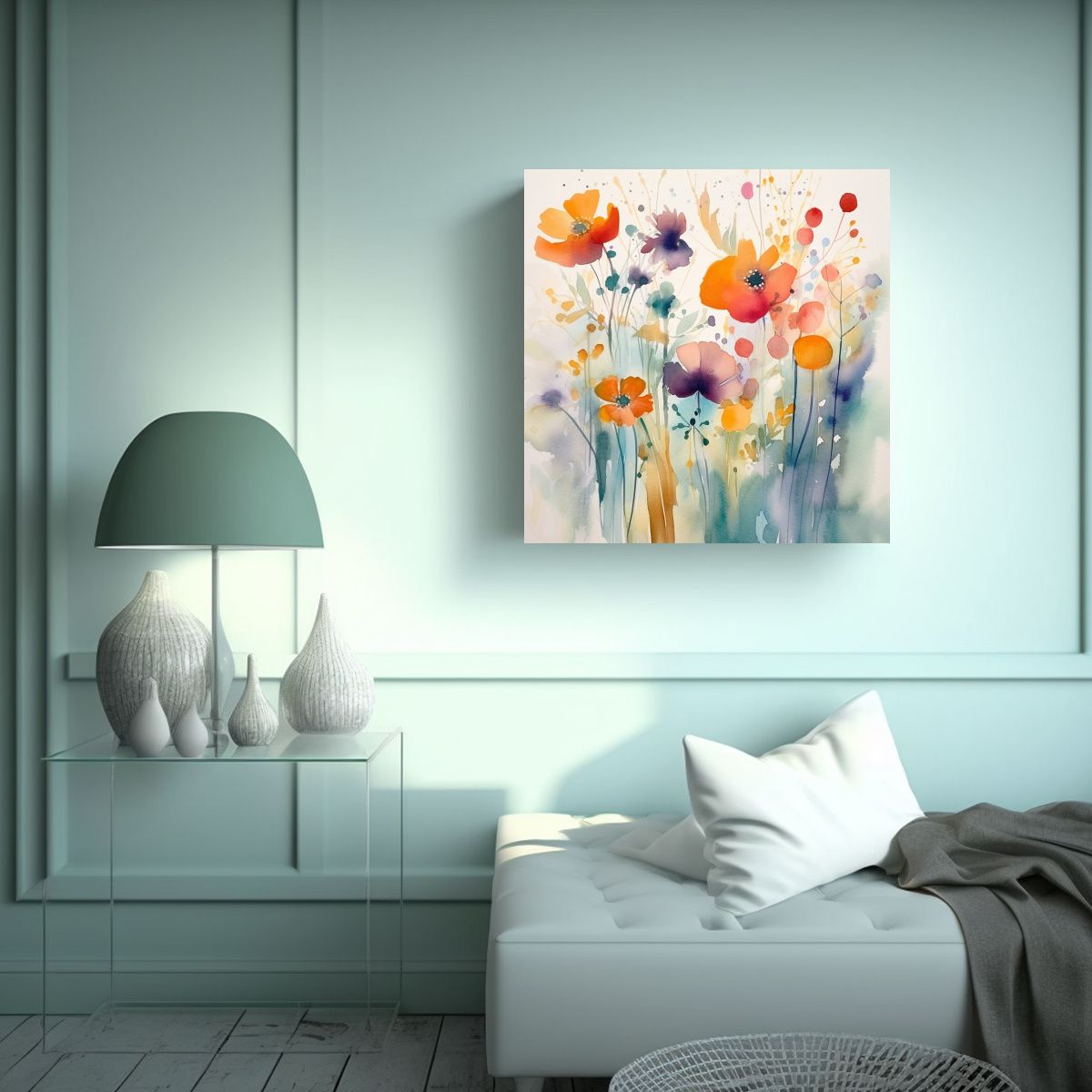 GENERICO - Ilustración Abstracta De Flores Arte Y Armonía 70x70 Cm