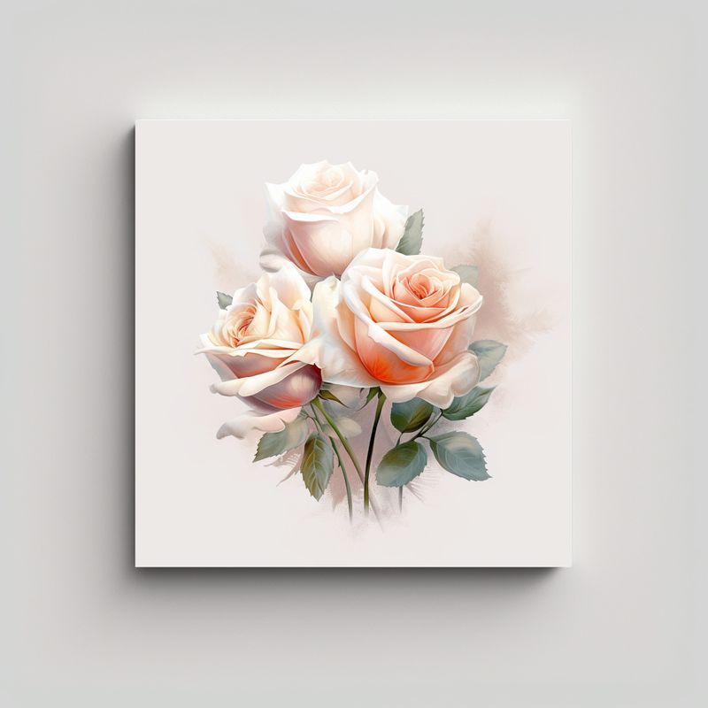 GENERICO - Cuadro Moderno Estético De Rosa Delicada Con 30x30 Cm