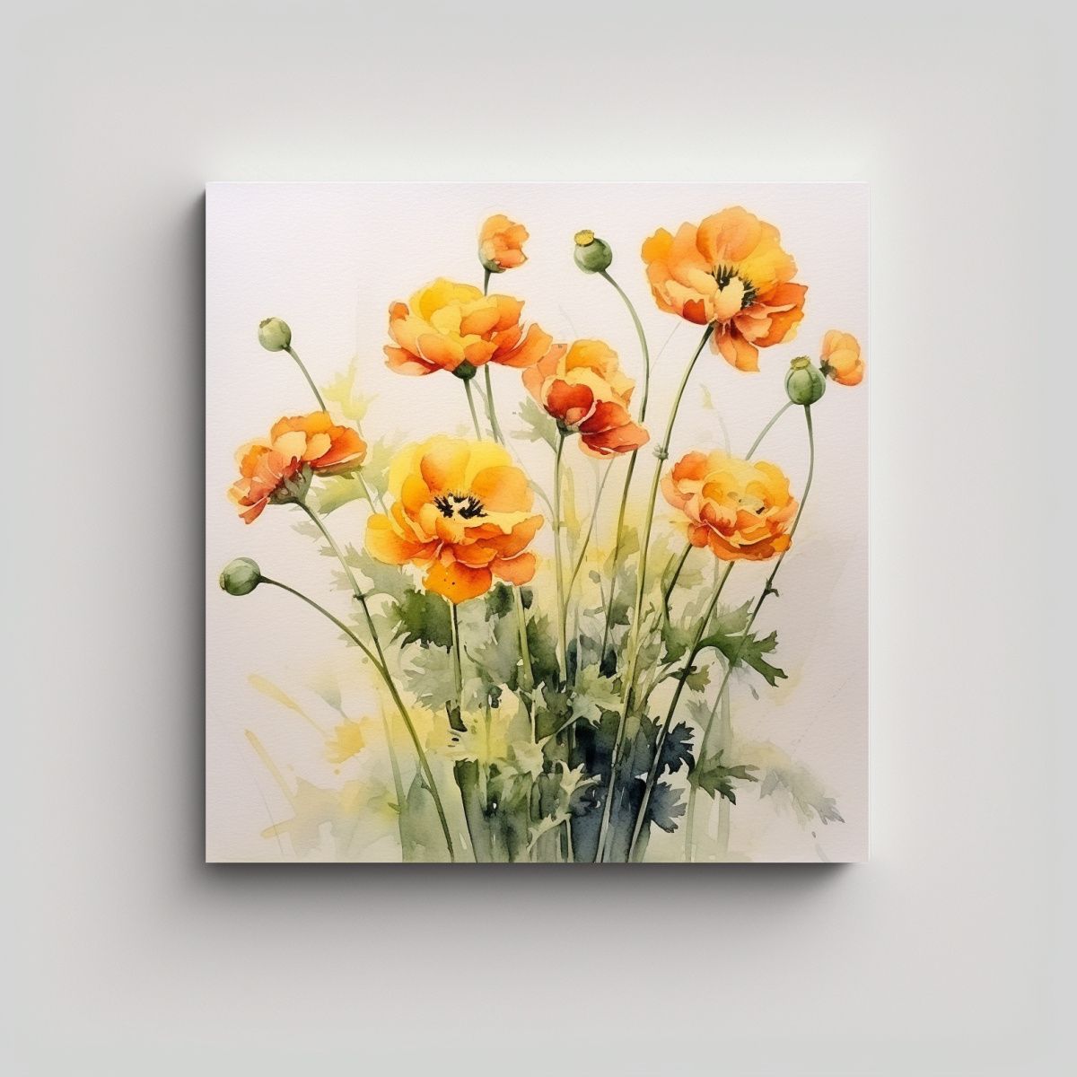 GENERICO - Arte De Pared Clásico Con Acuarela De Flores 30x30 Cm