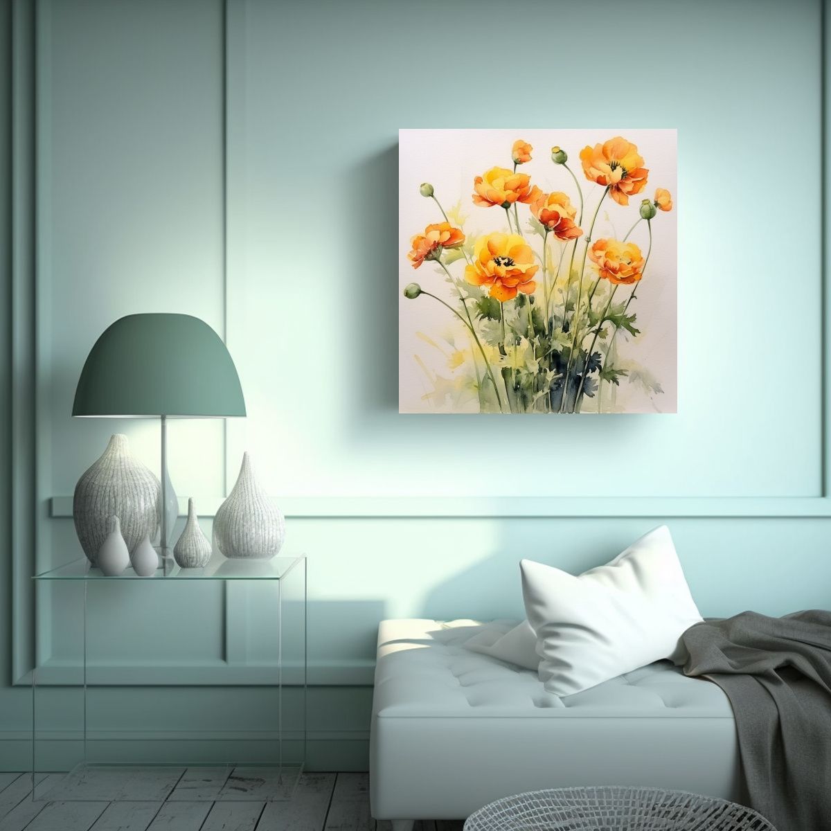 GENERICO - Arte De Pared Clásico Con Acuarela De Flores 30x30 Cm