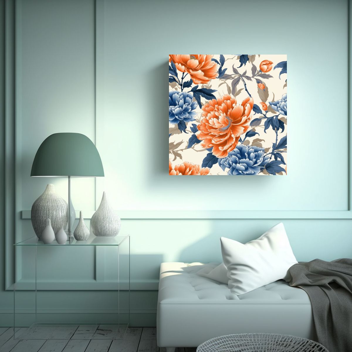 GENERICO - Composición Floral De Peonías En Arte De Pared 80x80 Cm