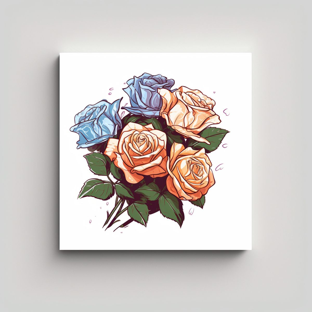 GENERICO - Cuadro Decorativo De Rosas Estilo Galería Y 50x50 Cm