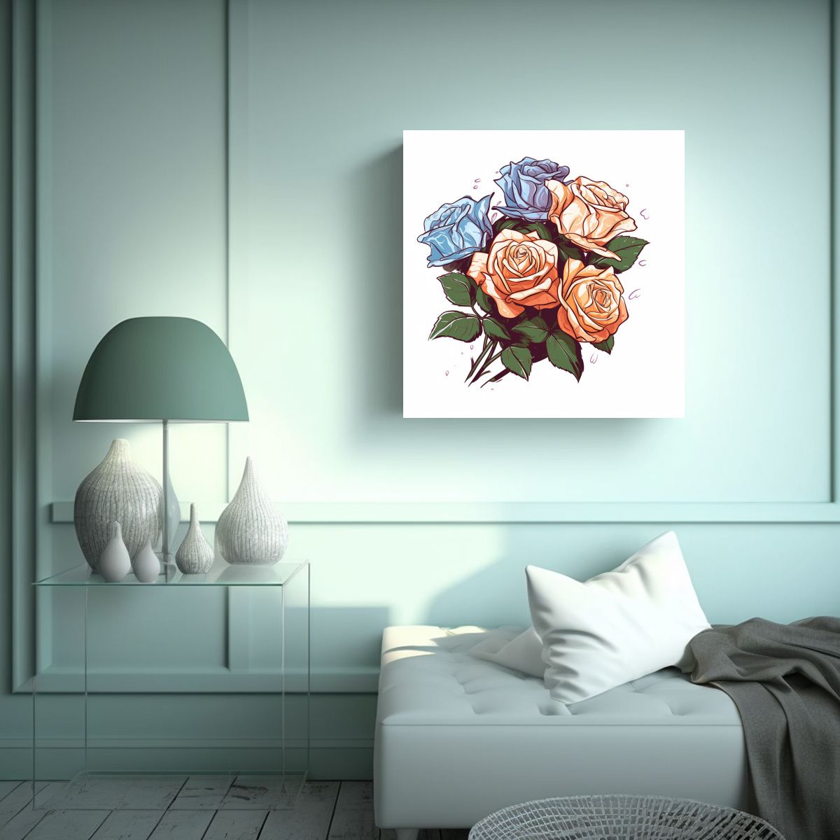 GENERICO - Cuadro Decorativo De Rosas Estilo Galería Y 50x50 Cm