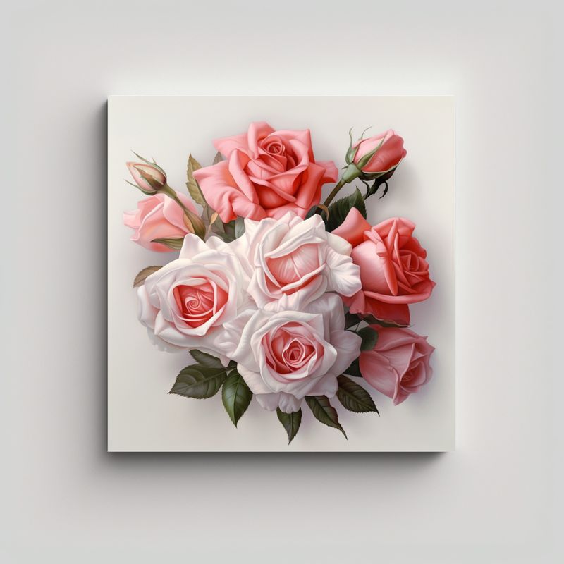 GENERICO - Belleza Vintage Cuadro Realista De Ramo De Rosas 30x30 Cm