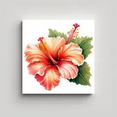 GENERICO - Ilustración Impactante De Hibiscus Cuadro 40x40 Cm