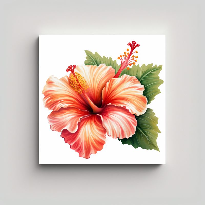 GENERICO - Ilustración Impactante De Hibiscus Cuadro 30x30 Cm