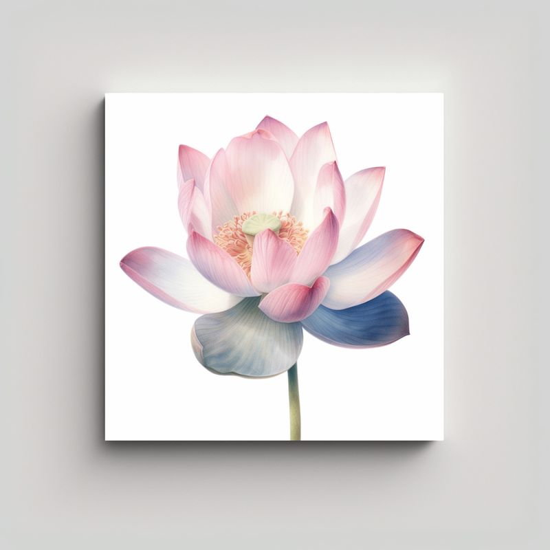 GENERICO - Cuadro Decorativo Canva Flor De Loto En Acuarela 60x60 Cm