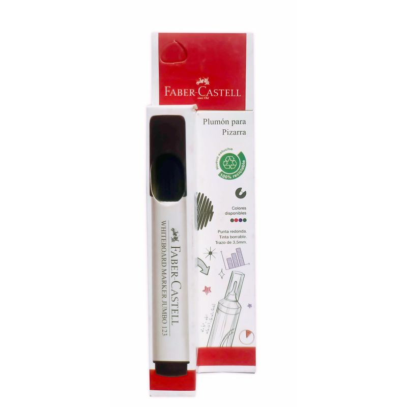 FABER-CASTELL - Marcador pizarra Jumbo Faber-Castell 123 Negro x1 BC