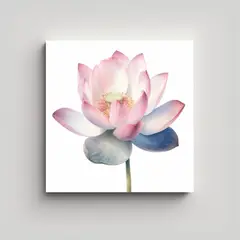 GENERICO - Cuadro Decorativo Canva Flor De Loto En Acuarela 30x30 Cm
