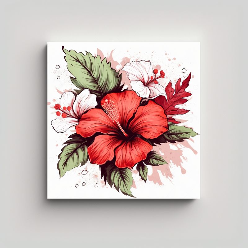 GENERICO - Cuadro Surrealista De Hibiscus Japonés Sobre 90x90 Cm