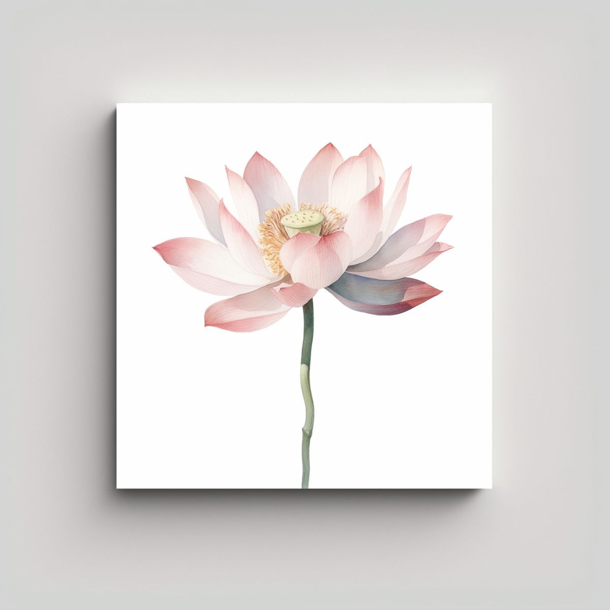 GENERICO - Cuadro De Loto En Acuarela Pastel Composición 30x30 Cm
