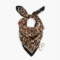 LOUNGE - Set Pañuelo Y Aros Mujer Animal Print Satinad