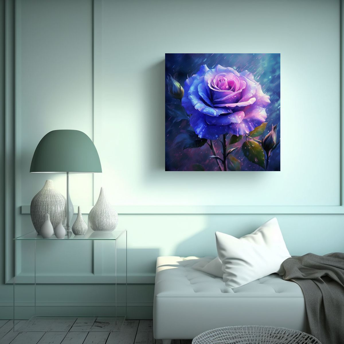 GENERICO - Composición Actual De Rosa Púrpura En Técnica 30x30 Cm