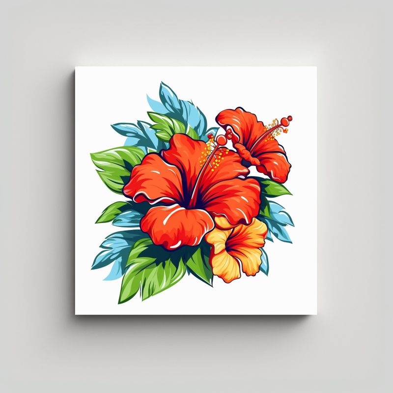 GENERICO - Cuadro Decorativo Profundidad Creativa Hibiscus 70x70 Cm