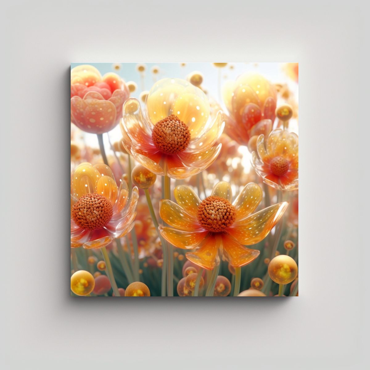 GENERICO - Abstracción Protagonista Cuadro Floral En 70x70 Cm