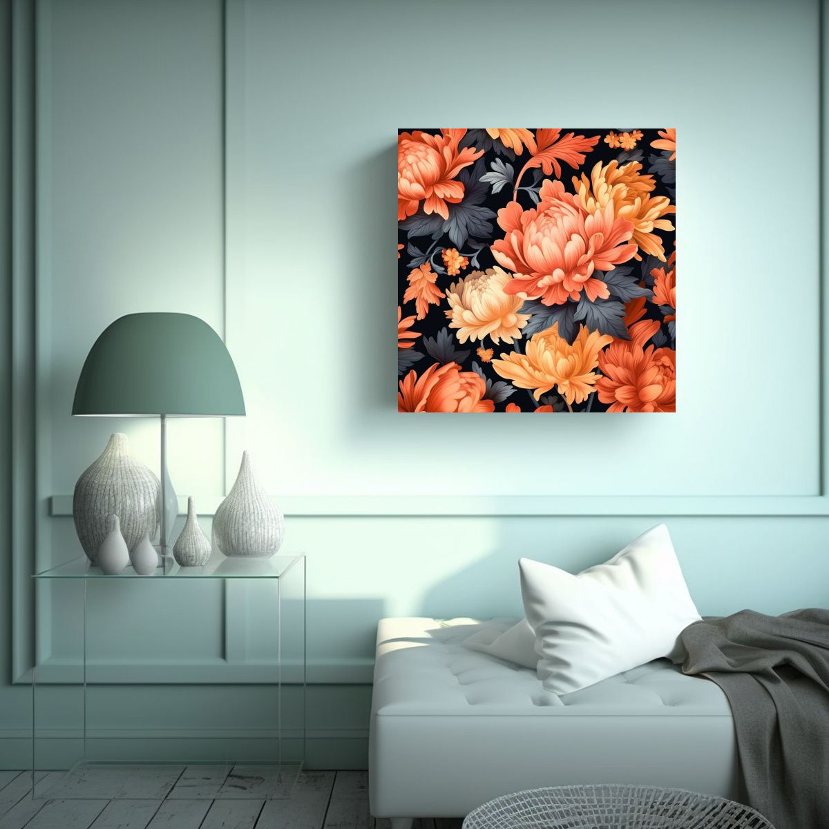 GENERICO - Arte De Pared Floral Hermosos Patrones Para Baño 50x50 Cm