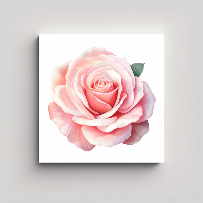 GENERICO - Cuadro Lienzo Original Con Rosa Rosa Pastel 90x90 Cm