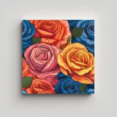 GENERICO - Cuadro Abstracto Brillante Con Rosas - Arte 40x40 Cm