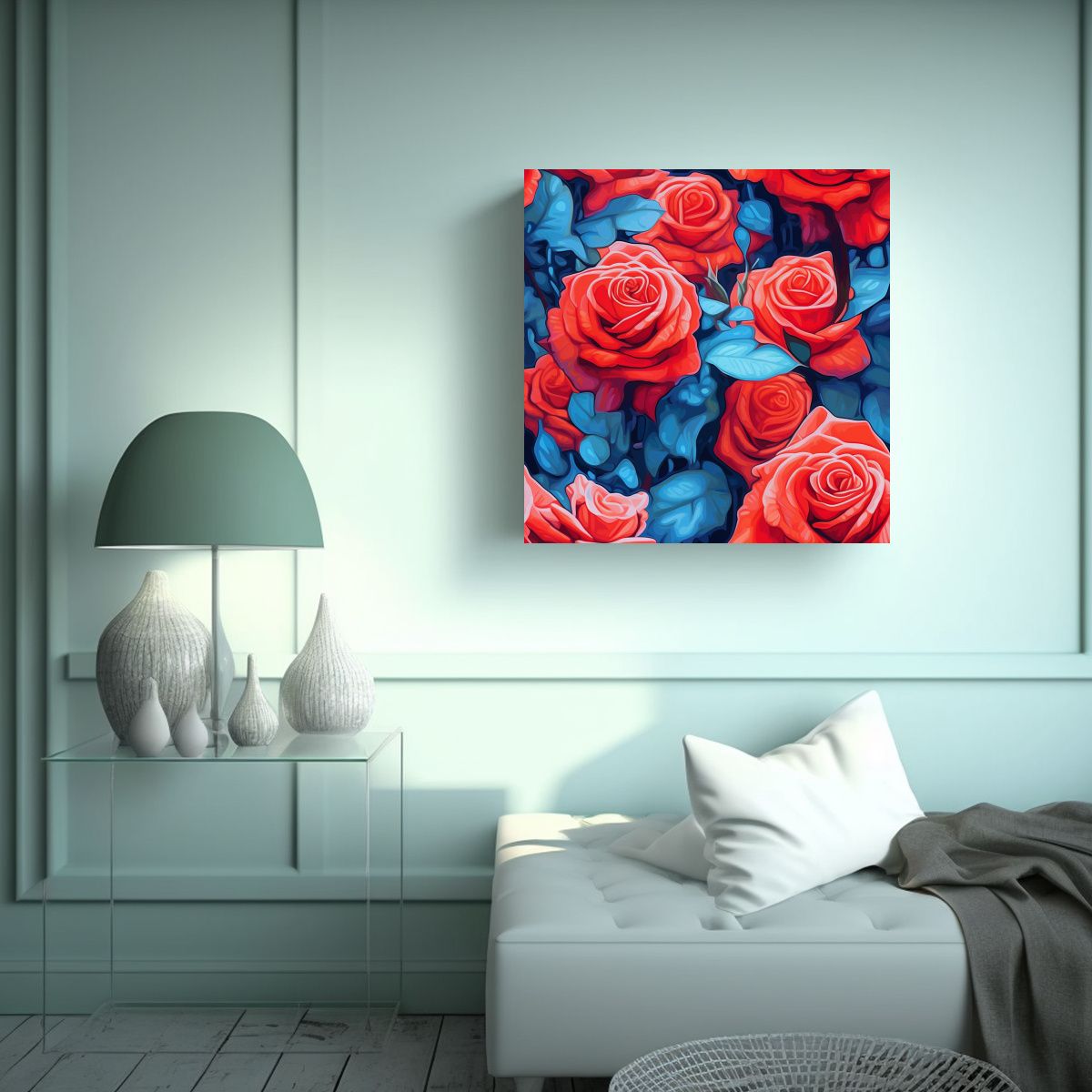 GENERICO - Lienzo Luminoso Roses Creatividad En Arte 90x90 Cm