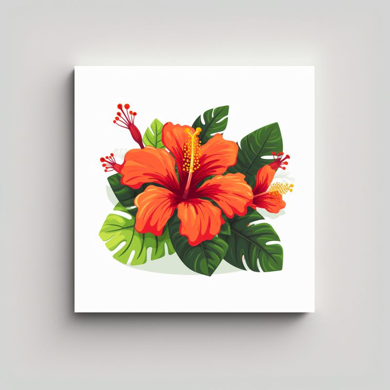 GENERICO - Arte Minimalista De Hibiscus En Abstracto Cuadro 30x30 Cm