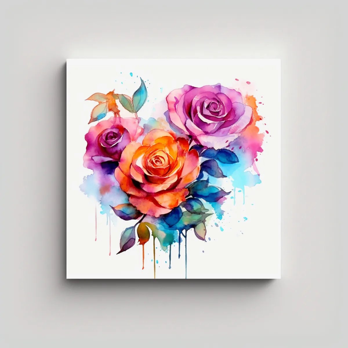 GENERICO - Cuadro Decorativo De Rosas En Lienzo Creativo 50x50 Cm