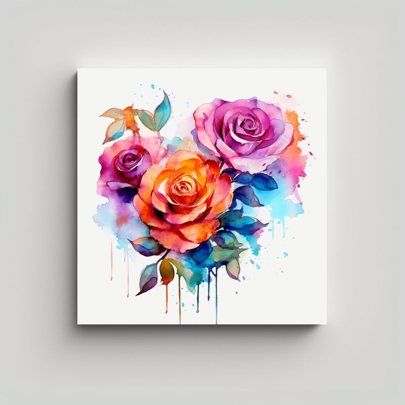 GENERICO - Cuadro Decorativo De Rosas En Lienzo Creativo 40x40 Cm
