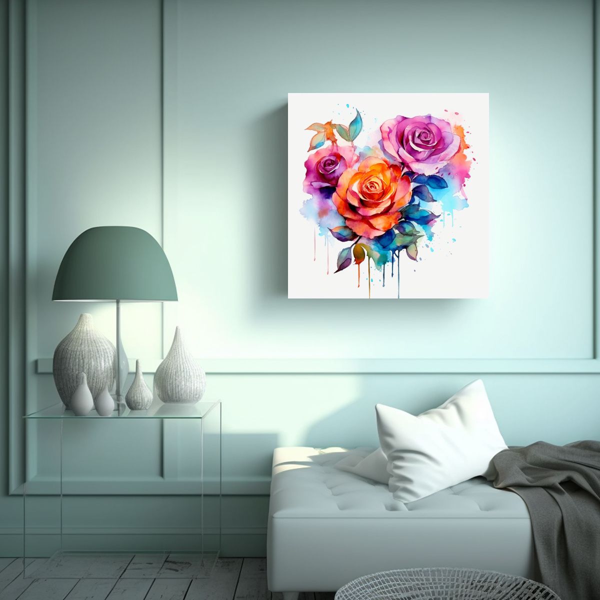 GENERICO - Cuadro Decorativo De Rosas En Lienzo Creativo 30x30 Cm