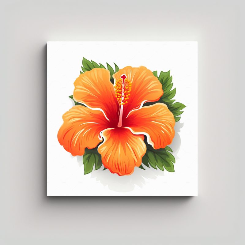 GENERICO - Cuadro De Fantasía Con Flor De Hibisco Naranja 30x30 Cm