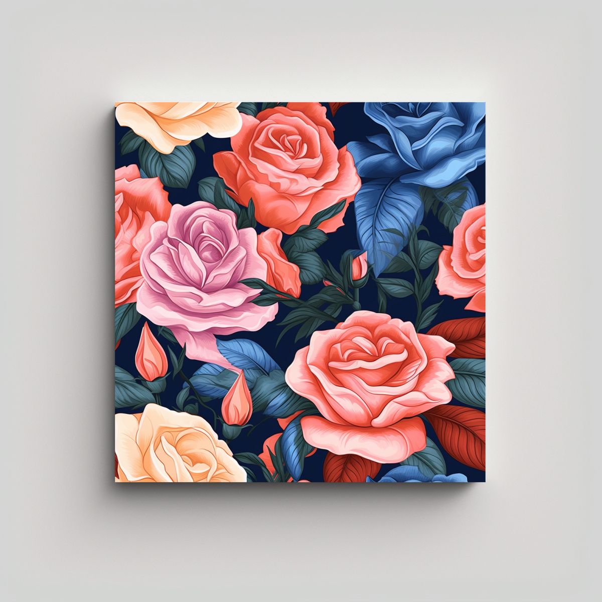 GENERICO - Cuadro Digital De Rosas Tela En Bastidor De 50x50 Cm