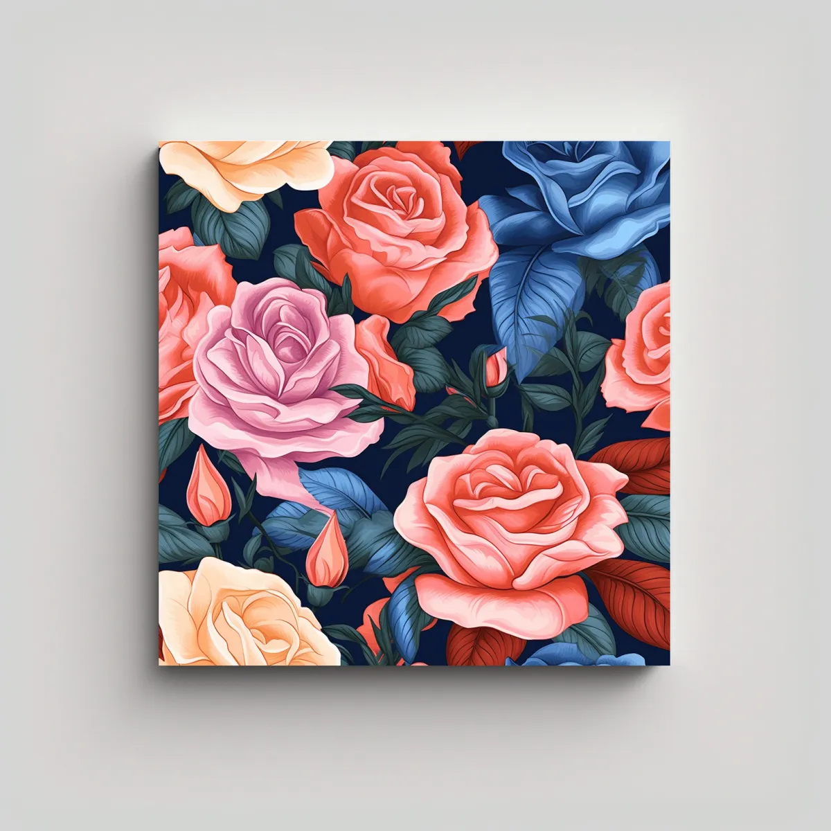 GENERICO - Cuadro Digital De Rosas Tela En Bastidor De 30x30 Cm