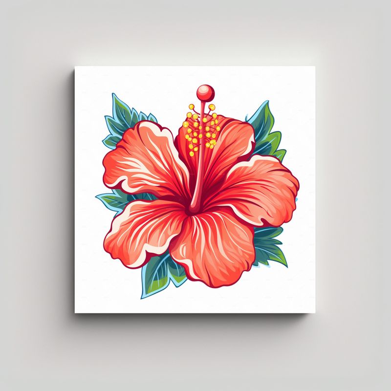 GENERICO - Cuadro Decorativo Salón Flor De Hibisco En 60x60 Cm